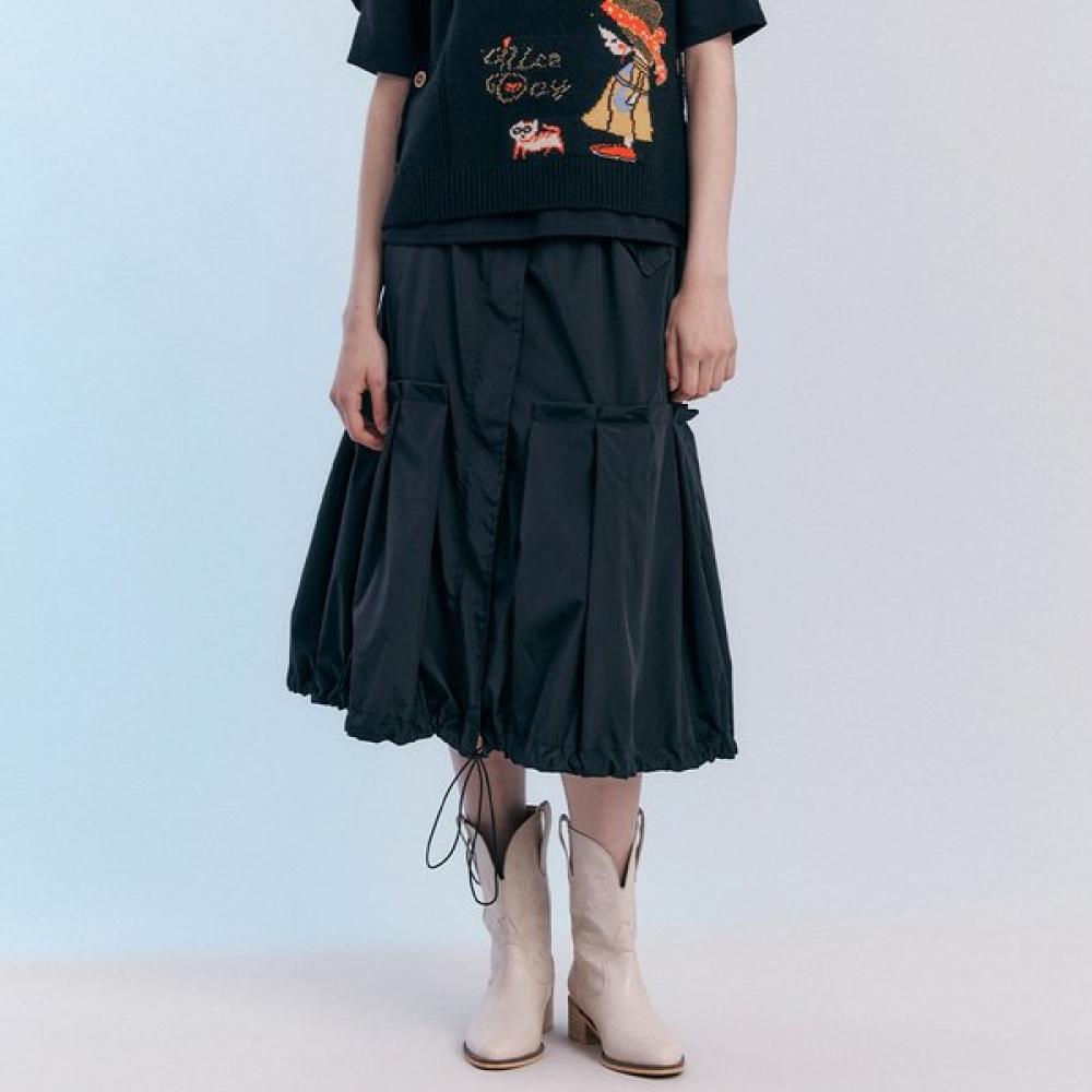 MAXZA Zip Up String Pintuck Flap Pocket Long Skirt Zc09qs008on