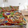 3pcs Anime Cartoon Food Themed Comforter Set with One Quilt Cover and Two Pillowcases (No Core), Perfect for Bedroom and Guest Room Decoration - Festi