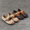 Johnature Retro Genuine Leather Soft Soled Shallow Women's Shoes Versatile Belt Buckle Round Toe Flat Shoes