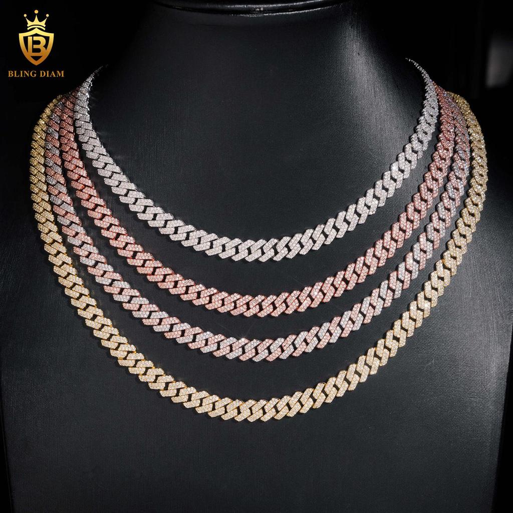 8mm S925 Silver Moissanite Cuban Link Necklace & Bracelet