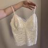 Korean Style Lace Patchwork Vest with Built-in Chest Pads - No Bra Needed, Women's Camisole Top.
