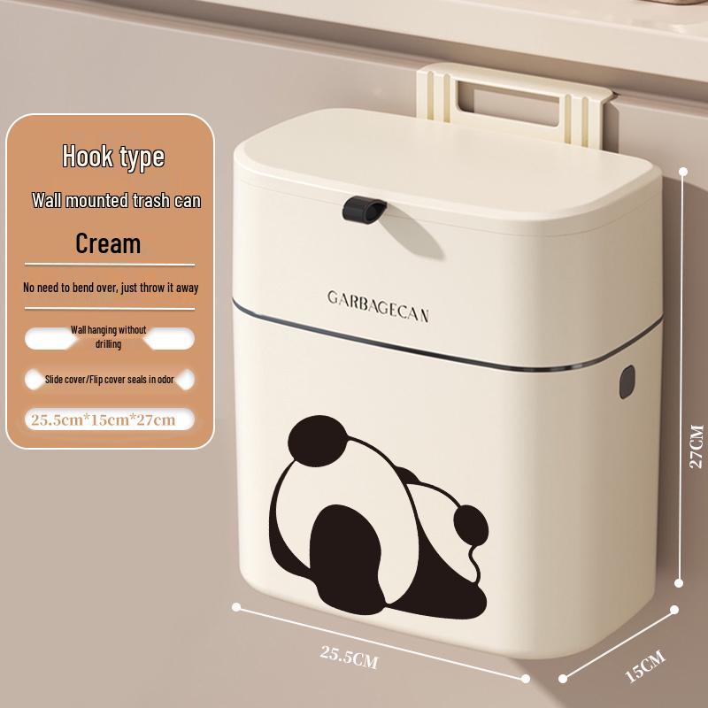 

Wall-Mounted Kitchen Trash Can with Lid - Punch-Free Design for Household Waste Management