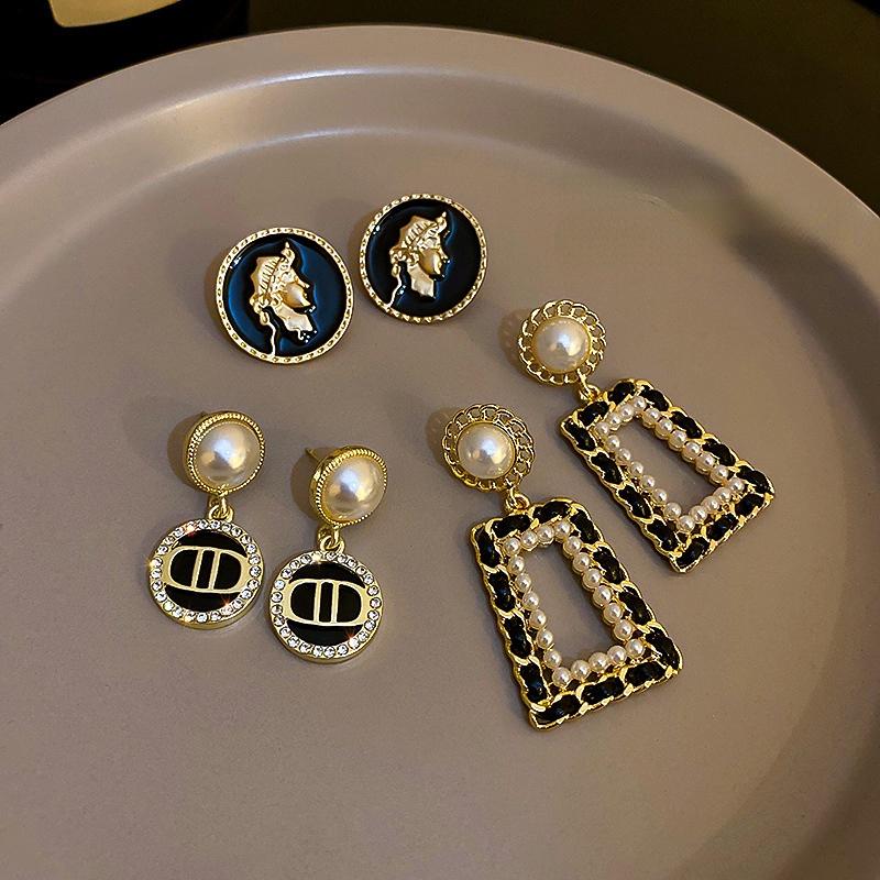 Orecchini pendenti vintage astratti in pietra naturale coreana per donna, dipinto di Van Gogh, stelle, geometrici, con ciondolo in roccia vulcanica