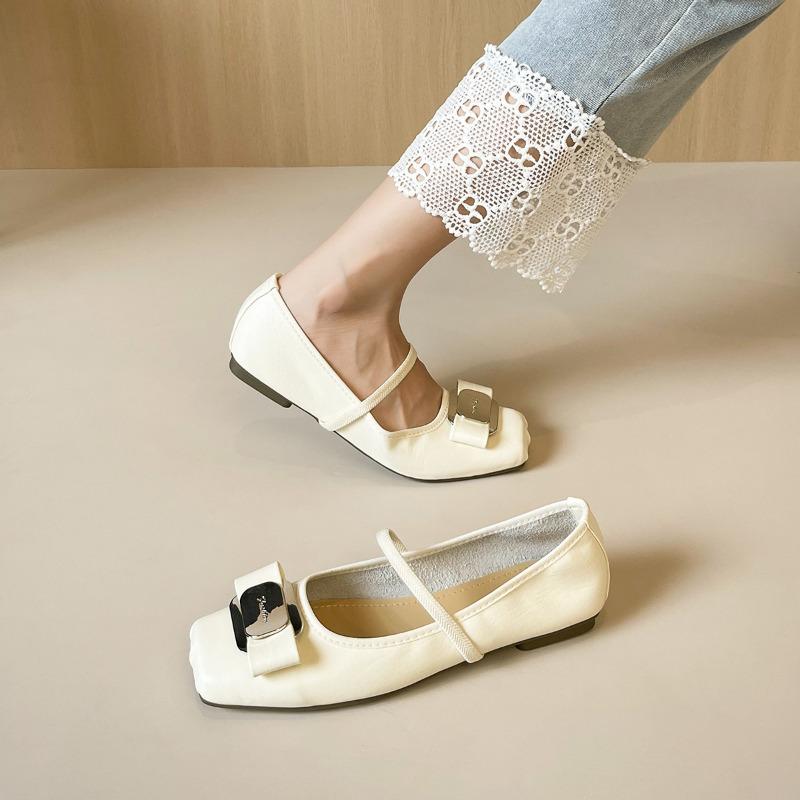 Square-toed Soft-soled Ballet Shoes for Women, Flat Single Shoes