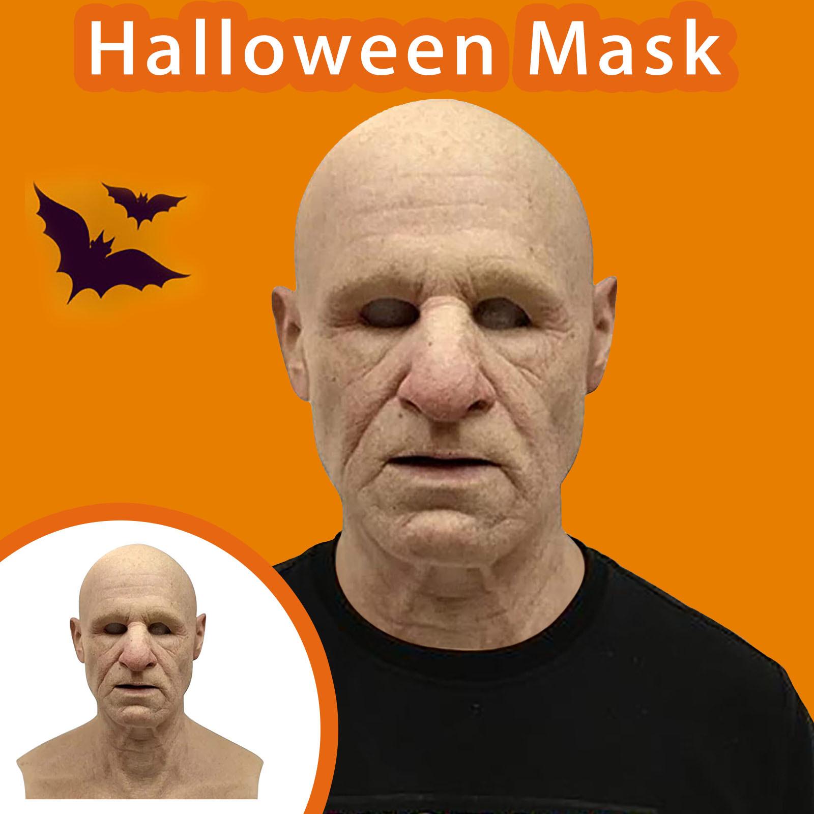 New Old Man Mask Halloween Party April Fool'S Day Wrinkle Full For Head Mask Face Mask Party Supplies Thriller Cosplay Props beige