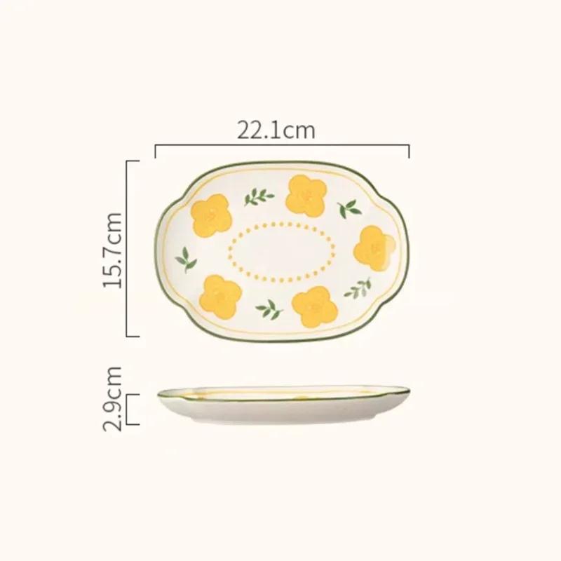 Light Luxury Flowers Ceramic Plates High End Restaurant Salad Dessert Plate Delicious Dishes Dining Plates Unique Home Tableware