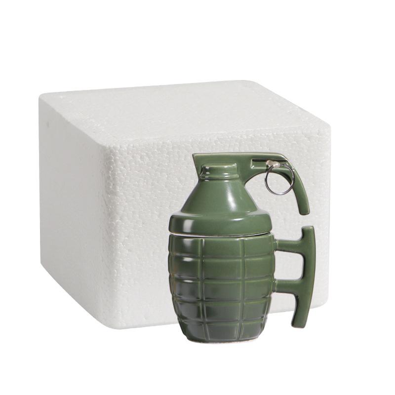 Kreative granatenförmige Scherz-Keramik-Kaffeetasse mit Deckel