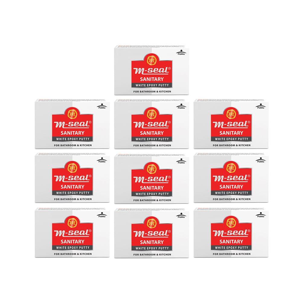 M-Seal Sanitary White Putty 50g Pack Of 10 Multi Purpose Sealant For Sealing Joining Fixing Household Repairs