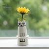 Small Fresh Cut Flower Vase Creative Cat Shaped Vase, Minimalist Cartoon Kitten Tabletop Planter for Dried Gifts Lovers Flowers, Mini Narrow