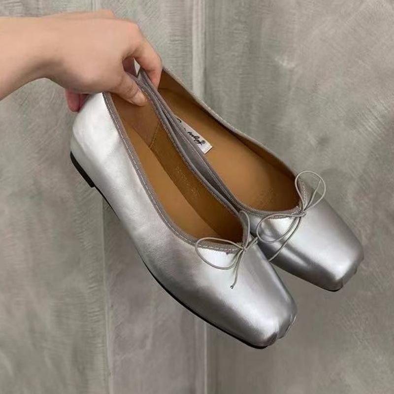 Women Ballet Flats Shoes Shallow Bow Suede Soft Loafers Shoes Luxury Sport Sandals 2025 Autumn New Dress Chaussure Femme