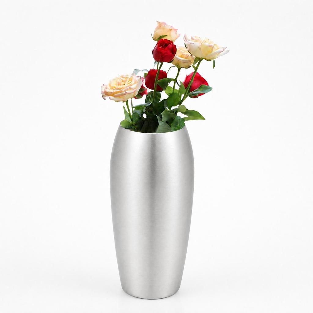 Stainless Steel Flower Vase Silver Tabletop Holder Sleek for Entryway
