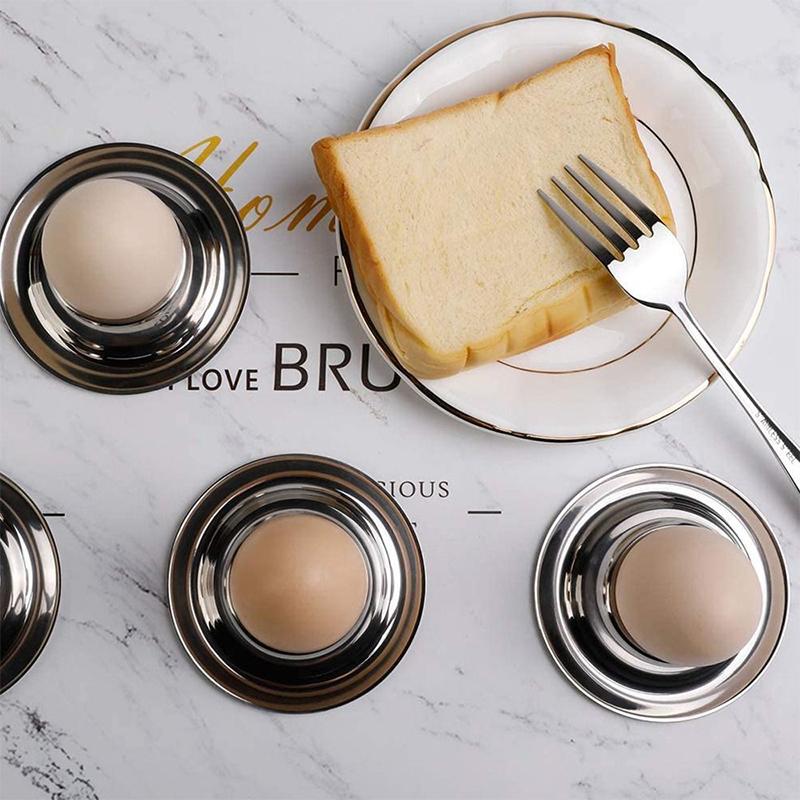 Egg Cup Holder Stainless Steel Egg Cups Plates Tableware Holder For Hard Soft Boiled Egg Kitchen Display