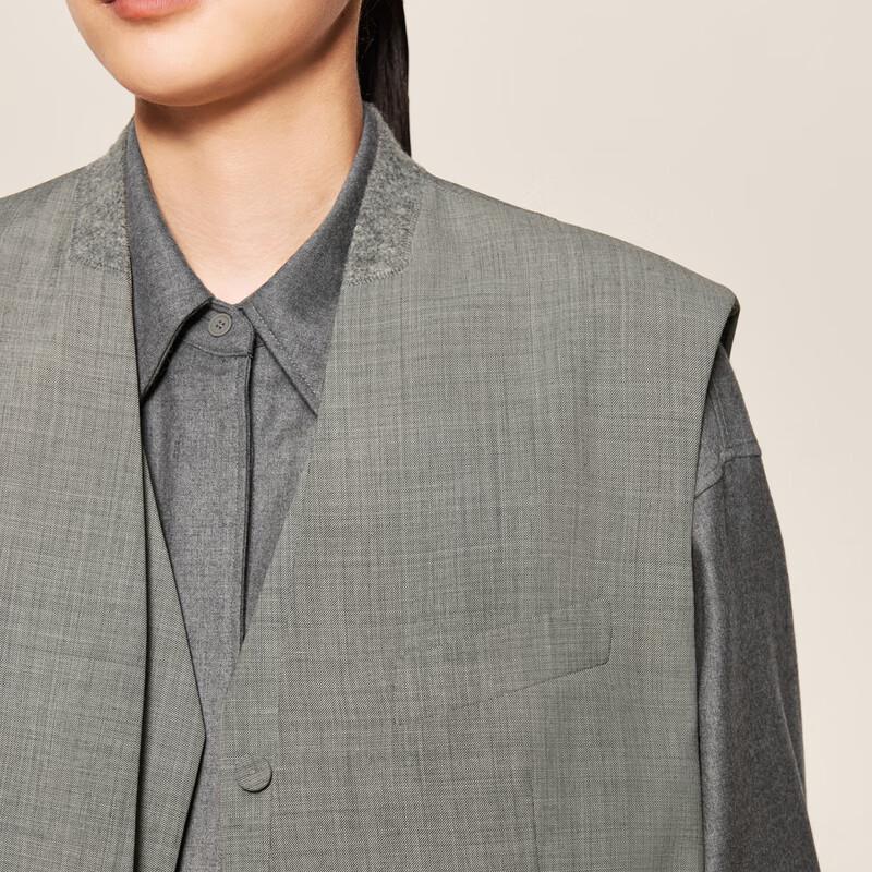 LESS 2024 Autumn Loose Fit Collarless Mid-Length Vest