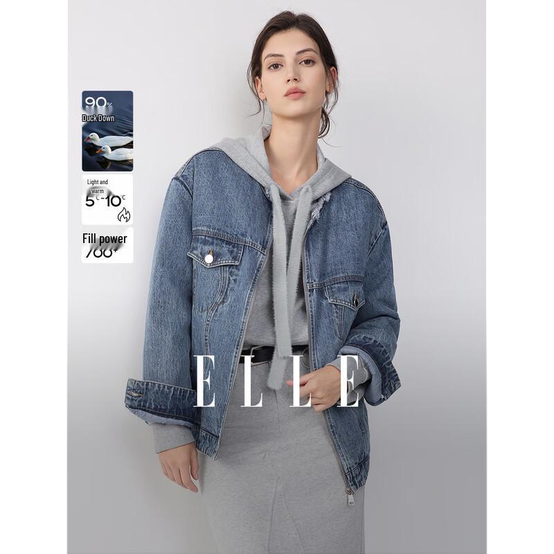 ELLE Women s Retro Denim Down Jacket S