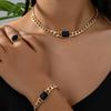 European and American Fashion Chain Geometric Necklace Bracelet Ring, Women's Personalized Jewelry Set Holiday Accessories