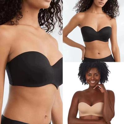 Sexy Invisible Plus Size Strapless Push Up Bra with Anti-Exposure Bandeau and Beautiful Back Design