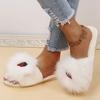 Fashion Cute Cartoon Animal Fur Slippers Women Open Toe Lightweight Plush Slippers Woman Winter Indoor Faux Fur Cotton Slides Ladies