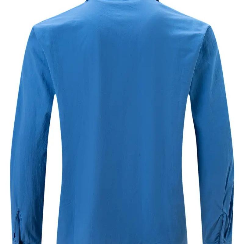 Europäische und amerikanische grenzüberschreitende beliebte Herrenbekleidung, lässiger Trend-Mode-Baumwoll-Leinen-Slim-Fit-Hemd Herren