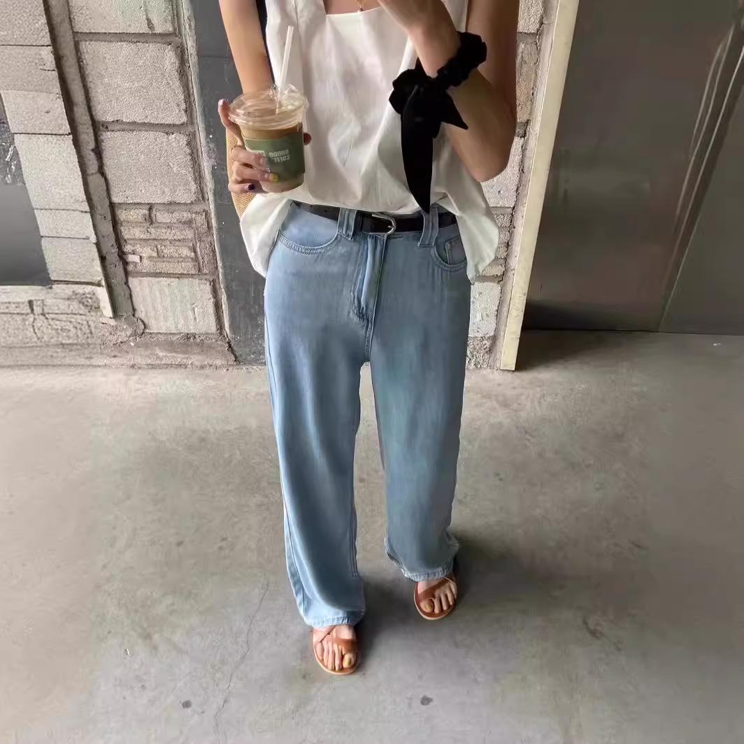 Li Shaonü Women s Summer 2026 Tencel Black Wide-Leg High-Waisted Ice Silk Pants L