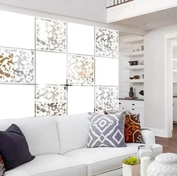 12pcs/lot Room Safety Pvc Panel Screen Bird Flower Living,dining,study,sitting-room,hotel And Bar Decoration 15.7"x15.7"x0.032"