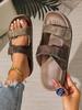 Large Size Rivet Haken Slippers for Women, Belt Buckle for Outdoor Wear, Exposed Toe Sandals