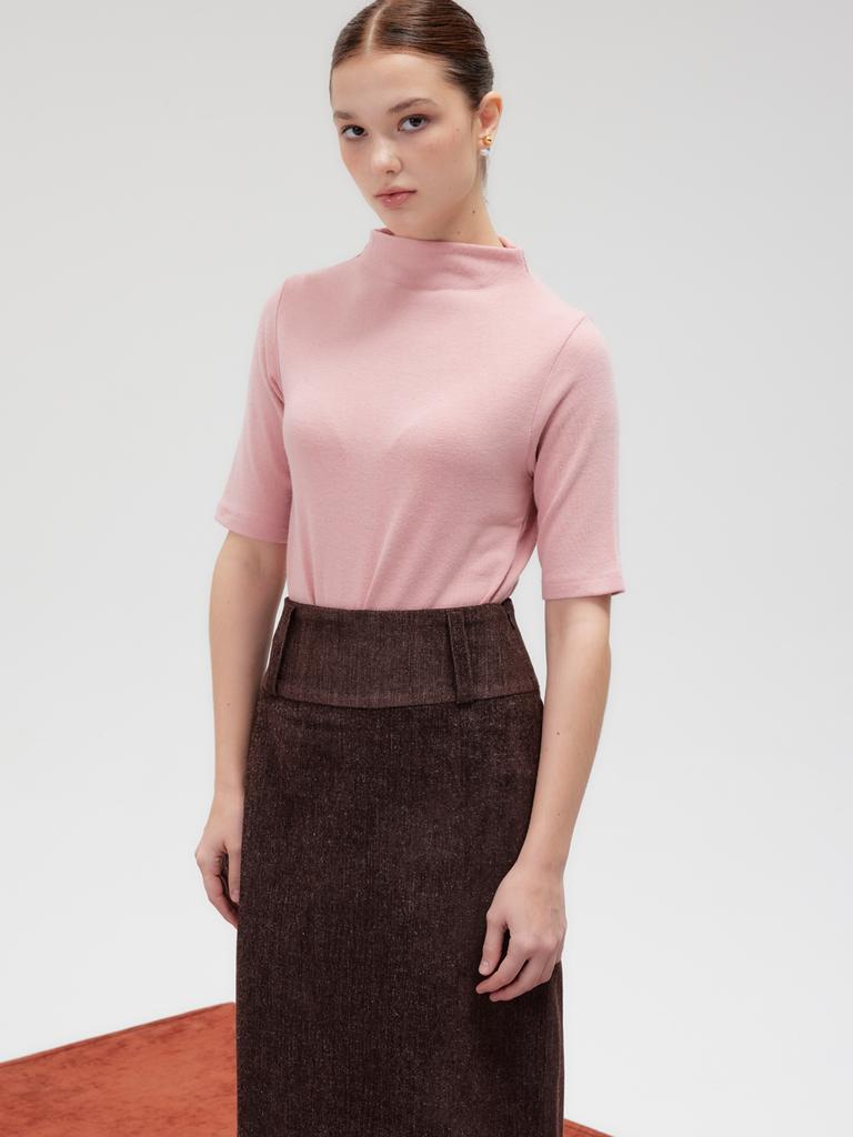Kelidu Wide Obi Velour Skirt_Brown