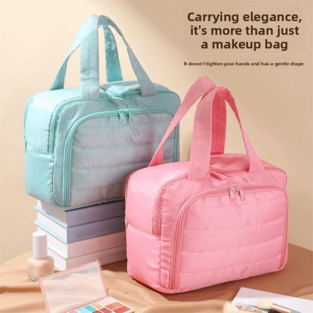 Large Capacity Handheld Cosmetic Bag Solid Color Pouches Bag Organizer Bathroom