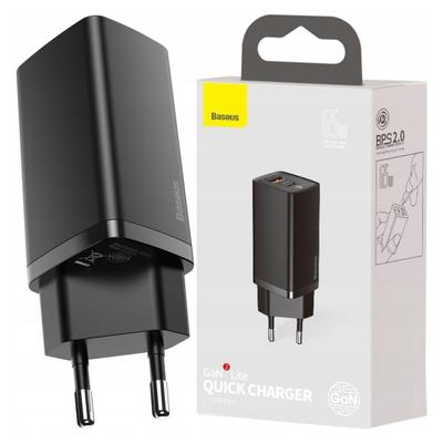 Netzladegerät Baseus Gan2 Lite, USB + USB-C, 65W, EU (Schwarz)