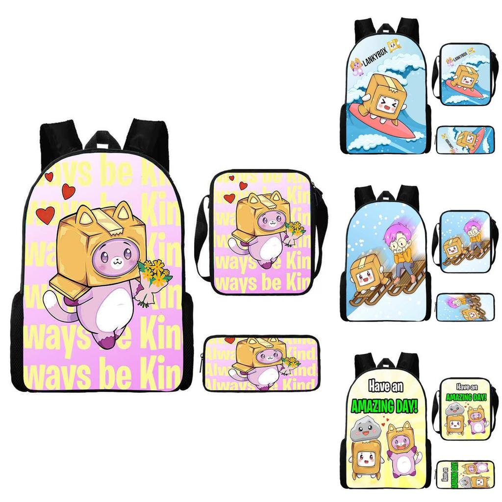 Lankybox Double Shoulder School Backpack With Expandable Capacity For Young Students