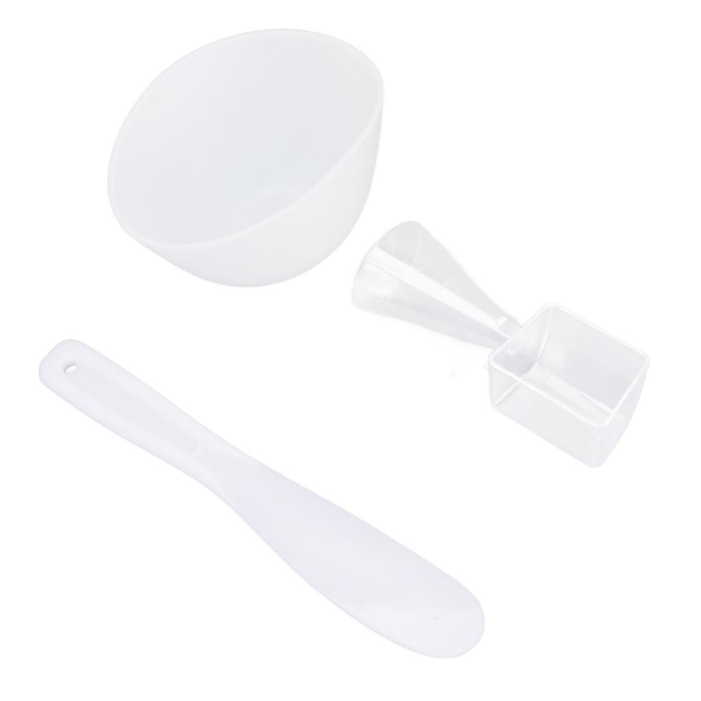 3pcs Face Mask Bowl Spatula Set Measuring Spoon Soft Silicone Washable Reusable Skin Care Clay Mask