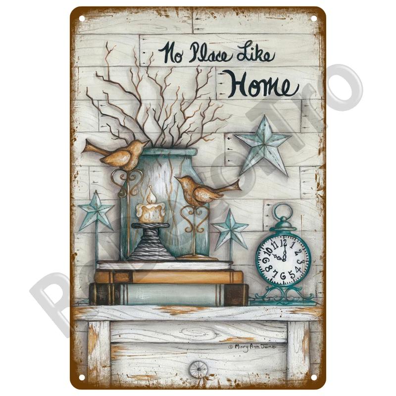 Retro Sign Home For Garden Outdoor Gardening Flowers Vintage Metal Sign Funny Plants Wall Decor Home Sweet Tin Sign Farm Birds