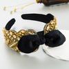 Punk Rivet Bowknot Headband Colorful Rhinestone Wide Hairband Gothic Velvet Top Knot Hair Hoop Clubbing Stage Statement Headwear