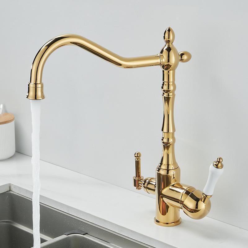 Tuqiu Gold Basin Faucet with Direct Driking Black Sink Tap Antique Water Tap Hot  Cold Mitigeur Salle De Basin Mixer Faucet