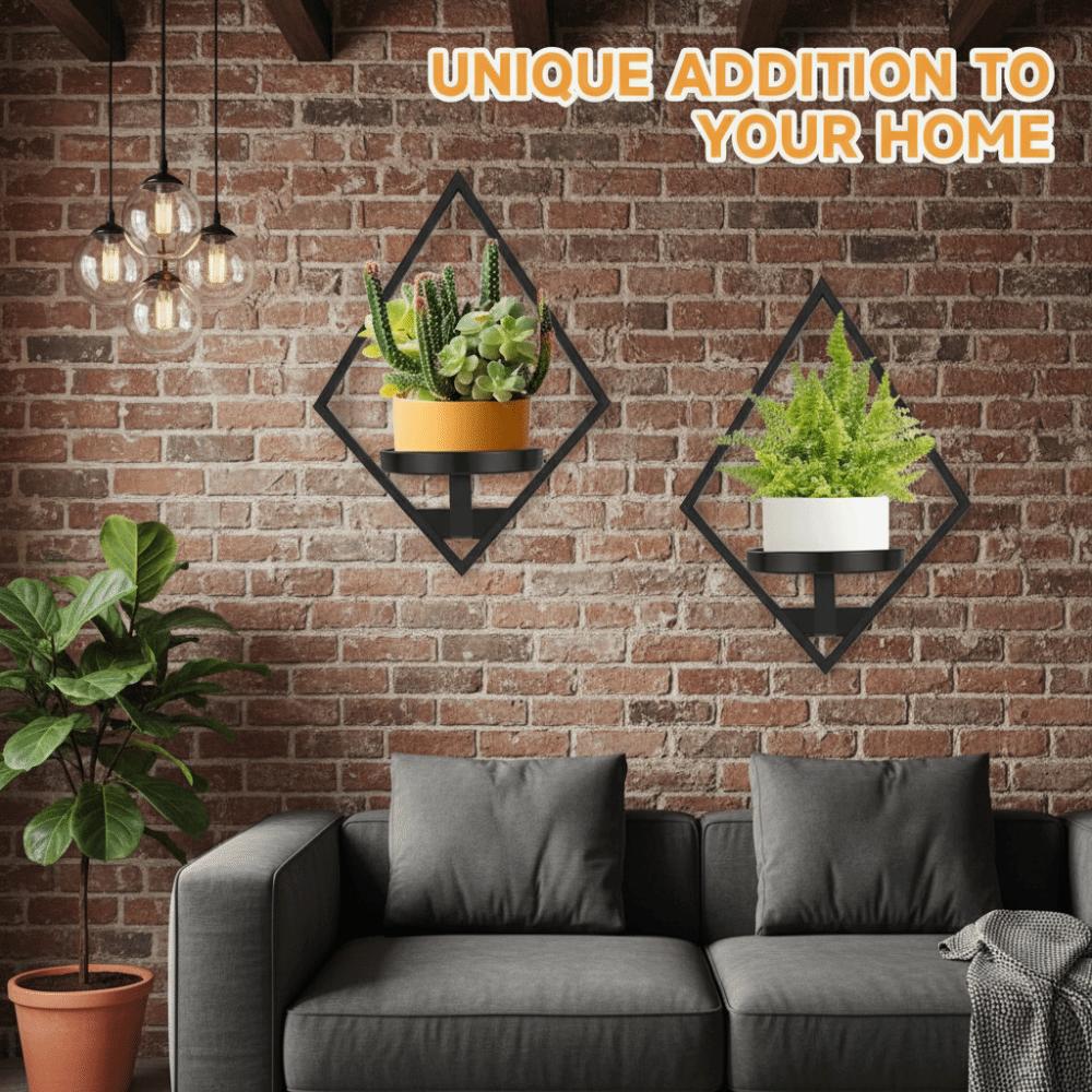 Sturdy Floating Metal Wall Plant Shelves Metal Easy-Mount Wall Plant Shelves Space Savingn Floating Desig