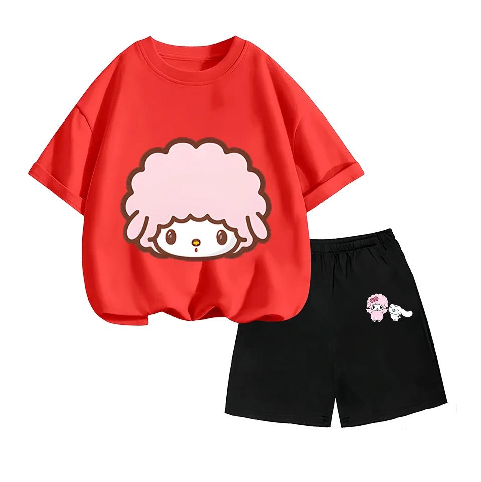 Cartoon Print Short Sleeve Set Summer Casual Children's Clothing Hot Sale