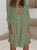 Cotton & Linen Row Button Plus Size Women's Mid-Length Short-Sleeve Loose Shirt