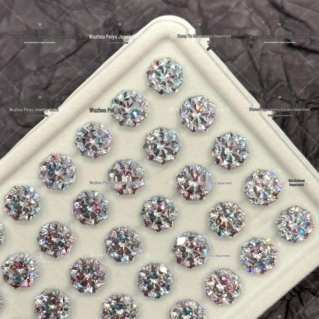 Octagonal Queen Cut Zircon Gem, 6/8mm, Super Sparkle Coated for DIY Jewelry