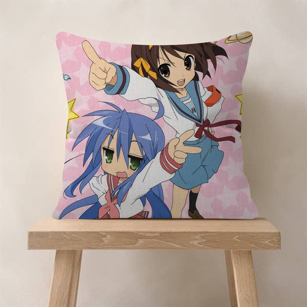 Anime LLucky StarS Cute Girl Maple Design Cushion Cover Happy Autumn Harvest Decor Holiday Decorati Pillow Cover