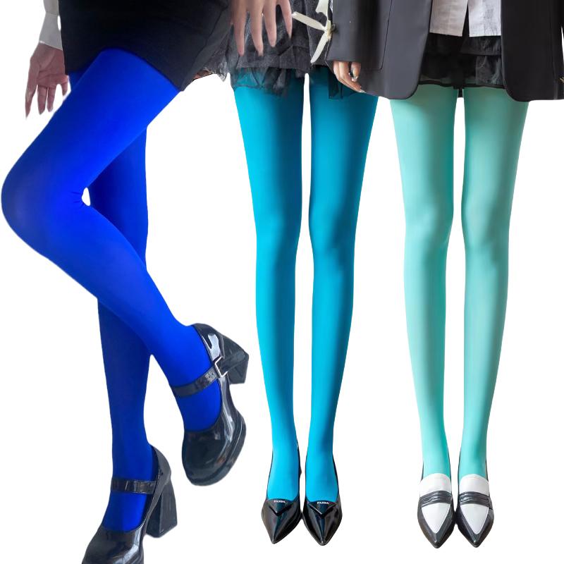 New Spring Women's 80D Denier Velvet Opaque Tights Ladies Colorful Tights Stretch Pantyhose Dressing Dopamine Colors
