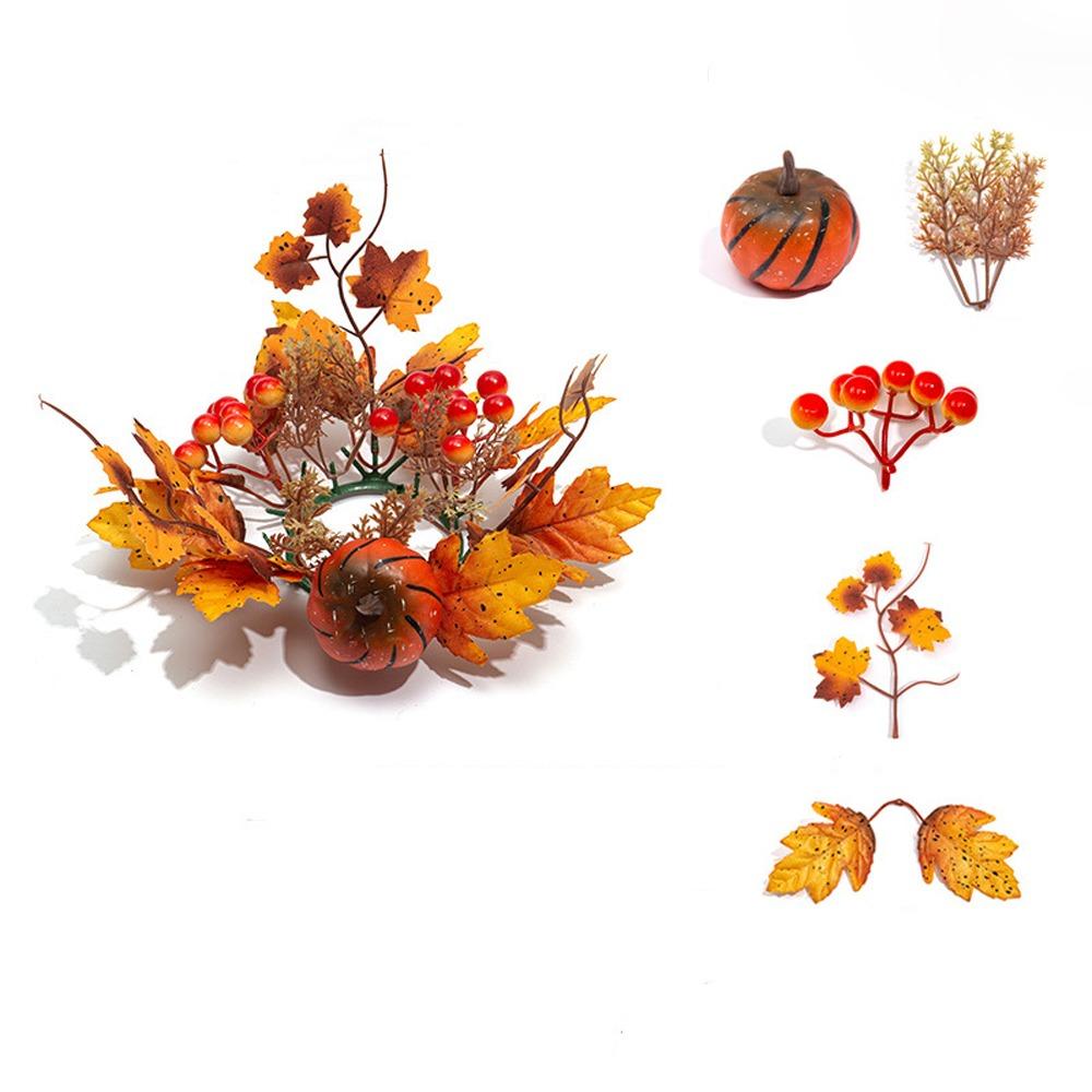 Fade Resistant Artificial Maple Mini Wreath Rustic Harvest Wreath Pumpkin Garland  Tabletop Decor