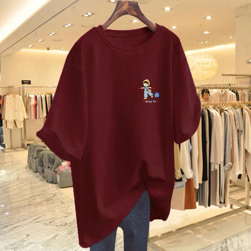 Women's Grey Oversized Cotton Short Sleeve T-Shirt - Fashionable European Summer 2025 Casual Top