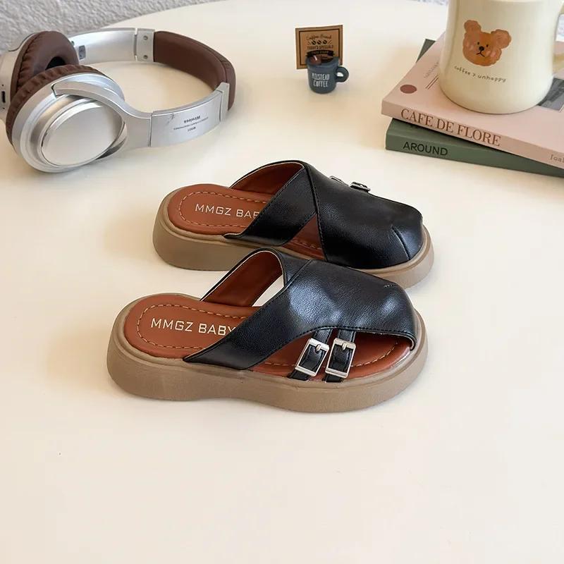 2025 Summer New Children Roman Sandals for Girls Fashion Korean Style Soft Bottom Anti-slippery Versatile Casual Beach Shoes
