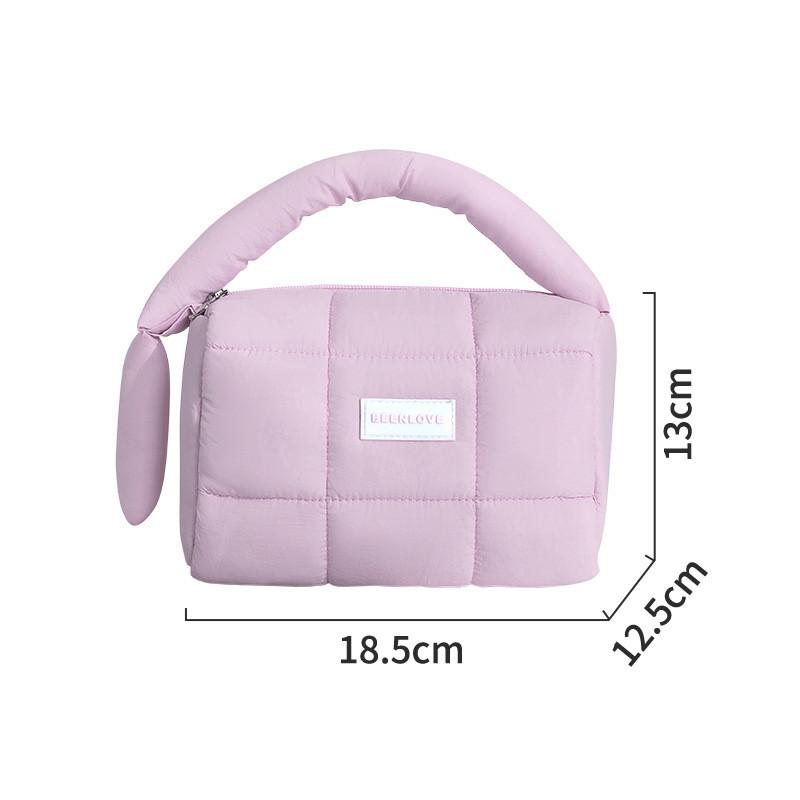 

Nylon Cube Makeup Bag With Multiuse Design For Travel And Cosmetics Storage Purple