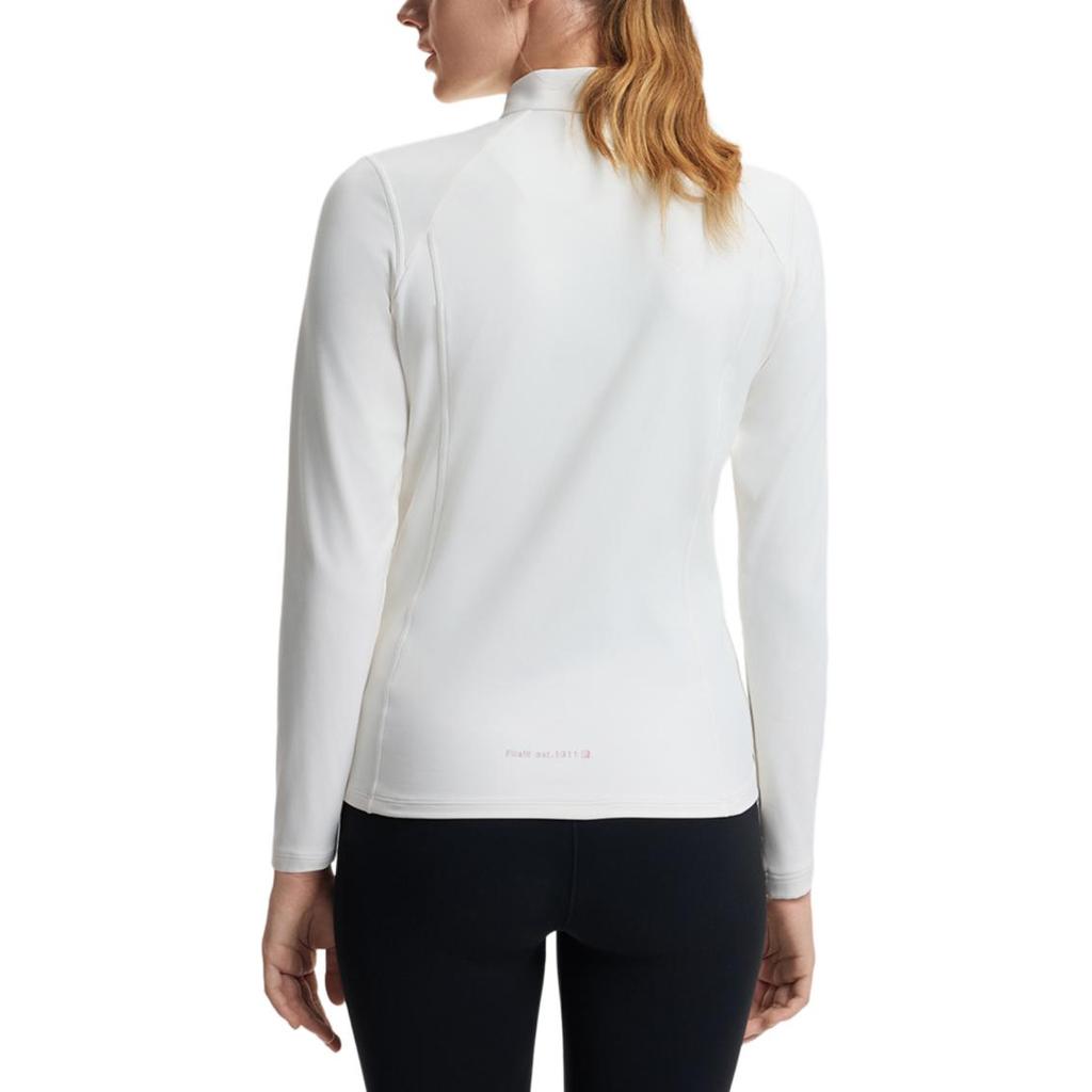 FILA Funnel Neck Half Zip Knit Long Sleeve T-Shirt Women tops Egrets-White A11W511218FWT