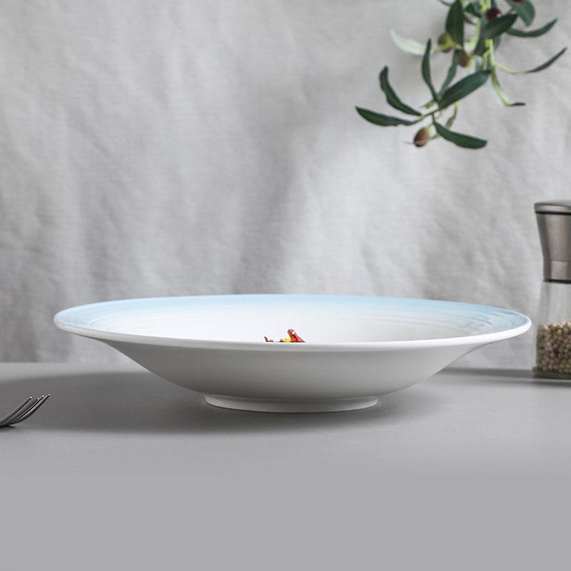 Velký talíř kulatý polévkový talíř hotelový podglazurně barevný porcelán stolní nádobí speciální keramický velký talíř talíř kreativní stolní nádobí