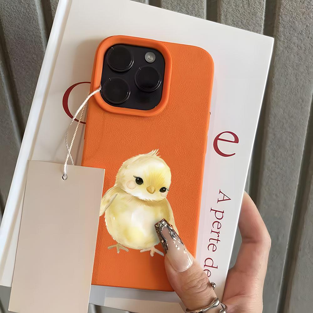 Cute Yellow Chick Pattern Funny Lychee Soft Phone Case For iPhone 17 16 15 14 13 12 11 Pro Max 14 15 Plus 17 Air X Xs XR Cover