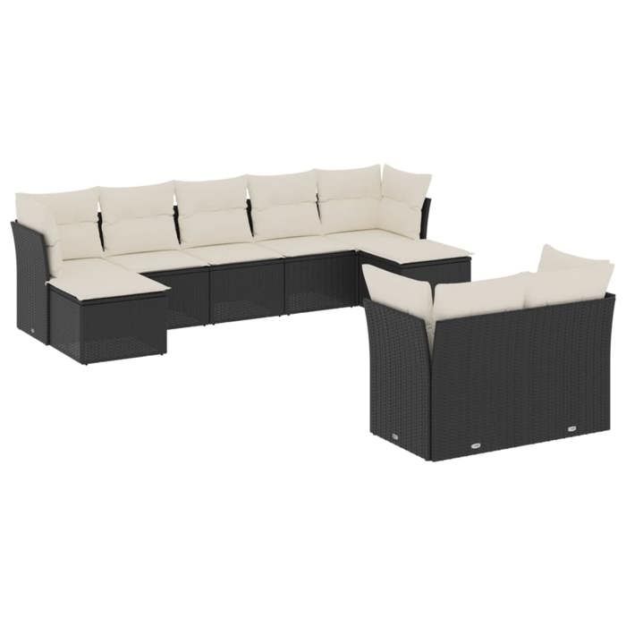 VidaXL Garden Lounge Set with Cushions 9 Pcs, Patio Sofas, Patio Furniture Set, Outdoor Furniture, Black 3250145