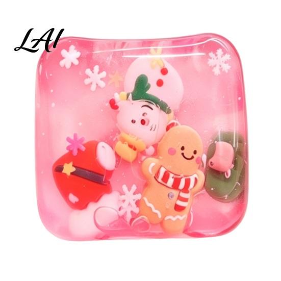 Christmas Stocking Stuffers Cube Stress Relief Toy Clear Squeeze with 3D Snowman Anxiety Gadget Santa Claus Gingerbread Xmas Tree Hand Relaxation