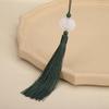 Double-Sided White Jade Lotus Tassel Fan Pendant - Antique Decoration Accessory