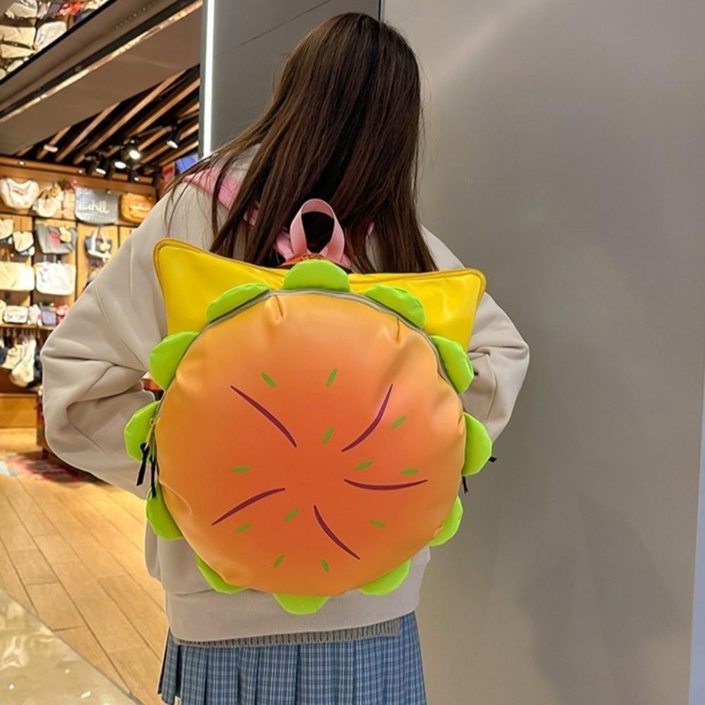 Funny Large Capacity Cheeseburger Backpack Lovely Style Waterproof School Rucksack Multi-layer School Bag Daily Use